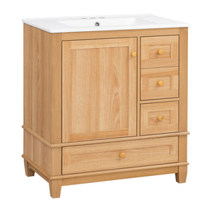 Freestanding Bathroom Vanity With Sink, Soft Close Doors & Drawers, Ample Storage - Wood