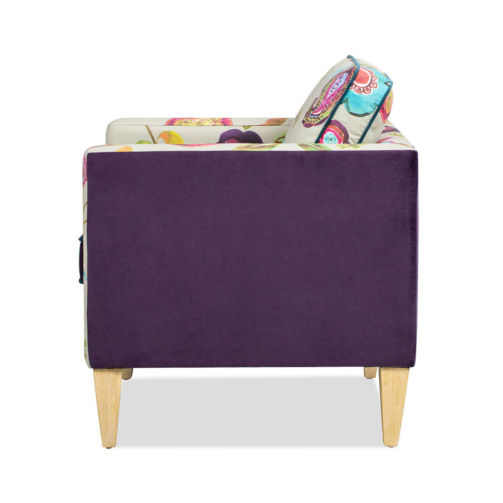 Mamba - Patchwork Accent Chair - Teal Blue Purple / Multicolored Floral