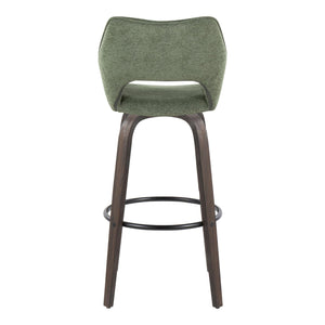 Mustang - Contemporary Fixed Height Barstool With Swivel With Round Footrest (Set of 2)