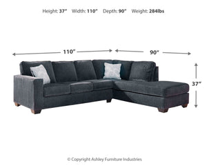 Altari - Right Arm Facing Corner Chaise With Sleeper 2 Pc Sectional - Slate