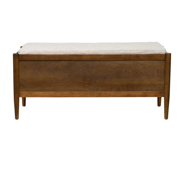 Accent Bench With Storage, Upholstered Cushion - Walnut Brown