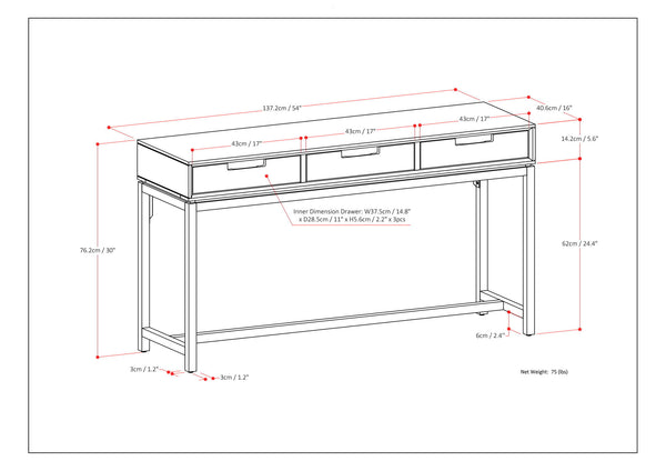 Banting - Wide Console Table - Walnut Brown