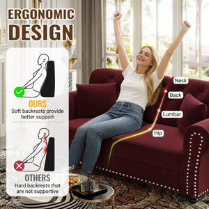 Upholstered 3 Seater Sofa Set With Ottoman
