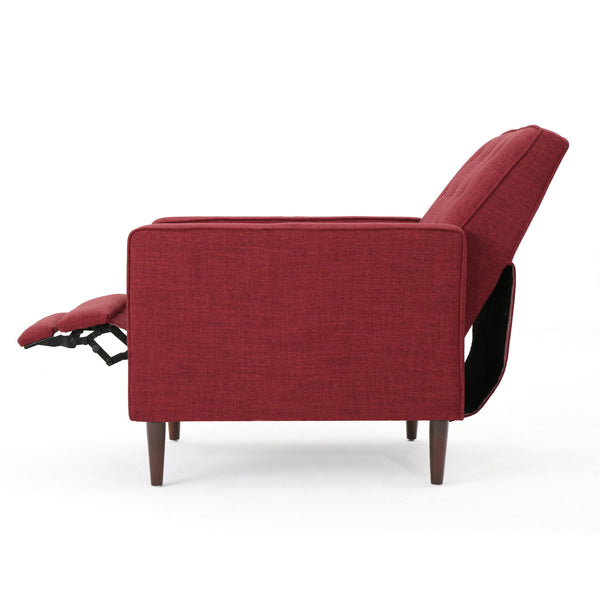 Mid-Century Modern Recliner With Button Tufted Waffle Stitch