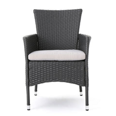 Dimensional Outdoor Dining Chair With Cushion Seat And Iron Frame (Set of 2)