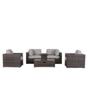 Wicker Seating Group Set With Table And Cushions