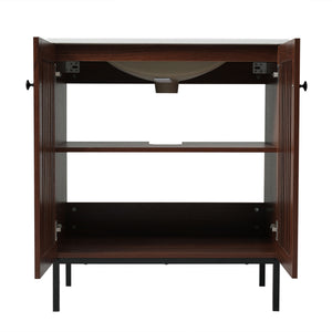 30" Vintage Bathroom Vanity With Ceramic Sink, Modern Bathroom Vanity Cabinet With 2 Soft Close Doors, Equpiied With 4 Sturdy Iron Legs - Antique Dark Brown