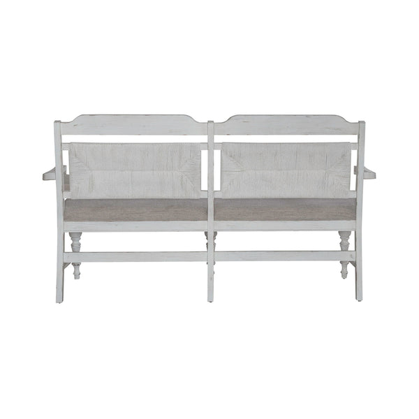 River Place - Panel Back Bench - Riverstone White & Tobacco