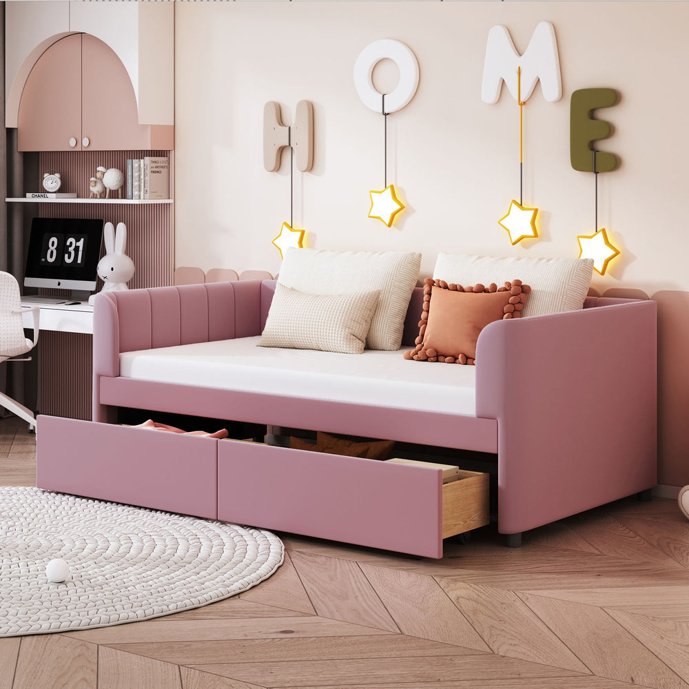 Upholstered Daybed With Ergonomic Design Backrest