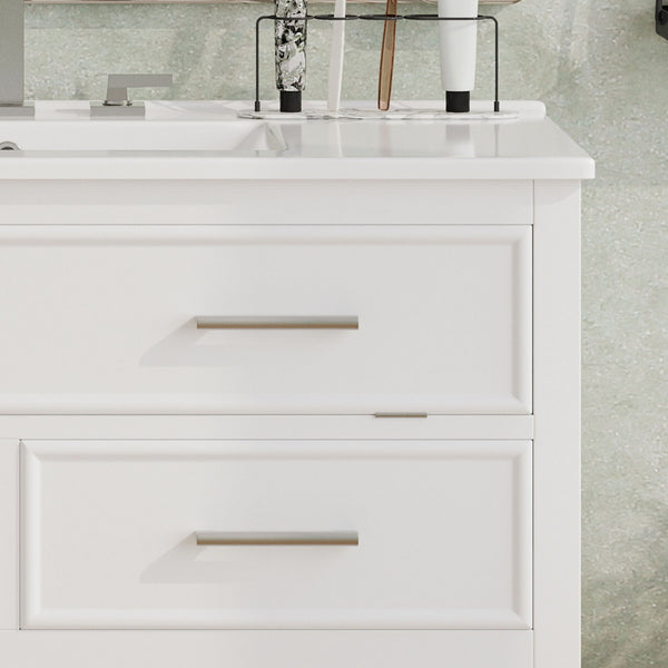 Bathroom Vanity With Ceramic Sink, Tip Out Tray & 2 Full Extension Drawers