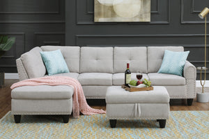 Alger - Left Hand Facing Sofa & Chaise With Ottoman