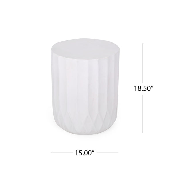 Outdoor End Table With Scallop Edge - Antique White