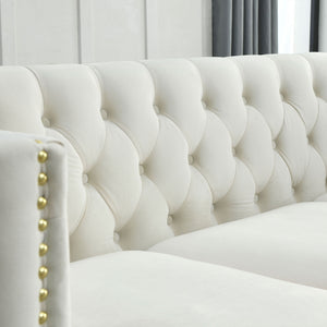 L-Shaped Corner Sofa, 5 Seater Sectional With Tufted Design