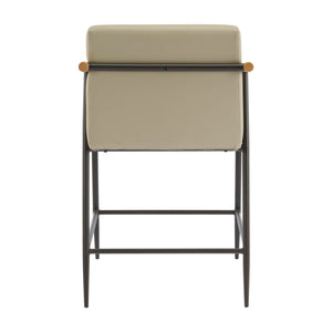 Counter Stool Set With Espresso Metal Frame - Khaki