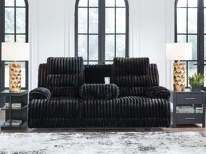 Rhine Falls - Reclining Power Sofa With Drop Down Table - Onyx