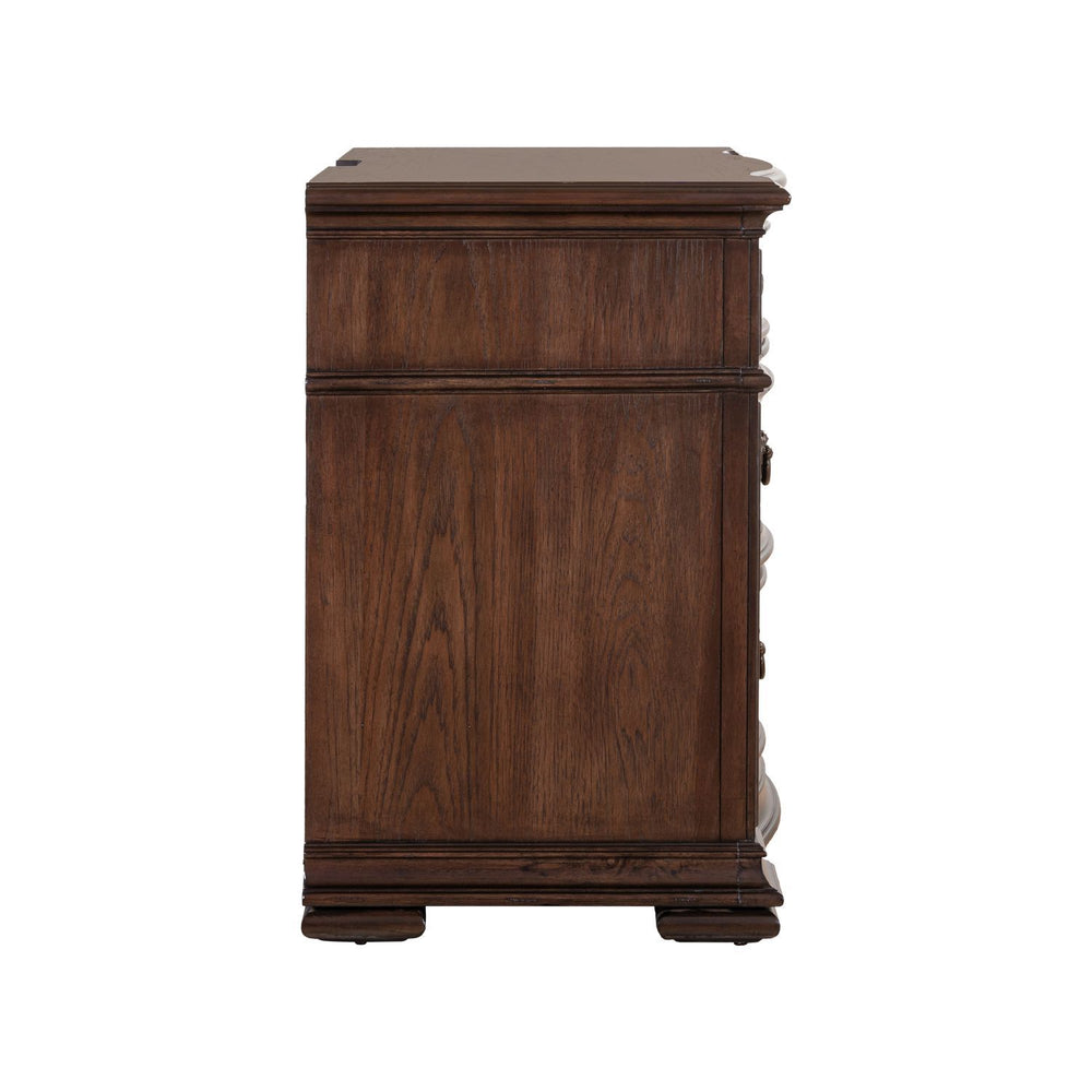 Providence Park - Bedside Chest With Charging Station - Chateau Brown