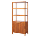 Modern Tall Storage Bookcase Cabinet With 2 Open Shelves & Double Doors