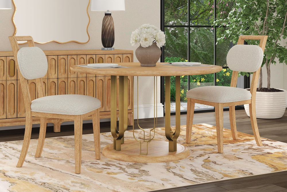 Ryder - Dining Table - Chestnut Elm / Antique Brass