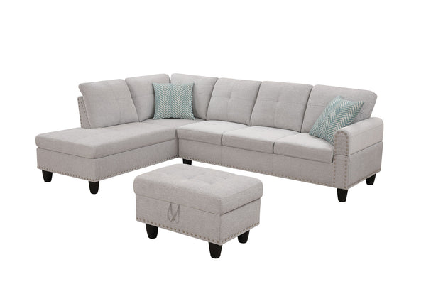 Alger - Left Hand Facing Sofa & Chaise With Ottoman