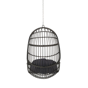 Rustic Hanging Basket Chair With Cushion