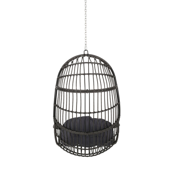 Rustic Hanging Basket Chair With Cushion