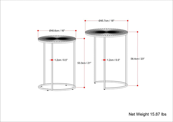 Drake - 2 Piece Nesting Table - Antique Nickel / Antique Copper