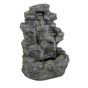 Concrete Rock Waterfall Fountain With LED Lights, Outdoor Garden Decor