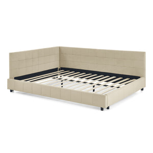 Upholstered Storage Tufted Bed Frame With Backrest And Armrests