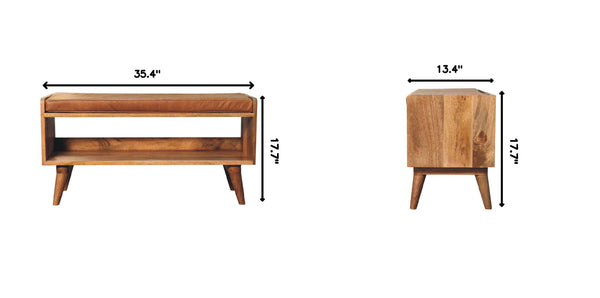 Solid Wood Bench With Upholstered Sea
