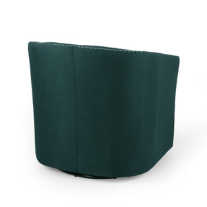 Modern Upholstered Swivel Club Chair With Nailhead Trim