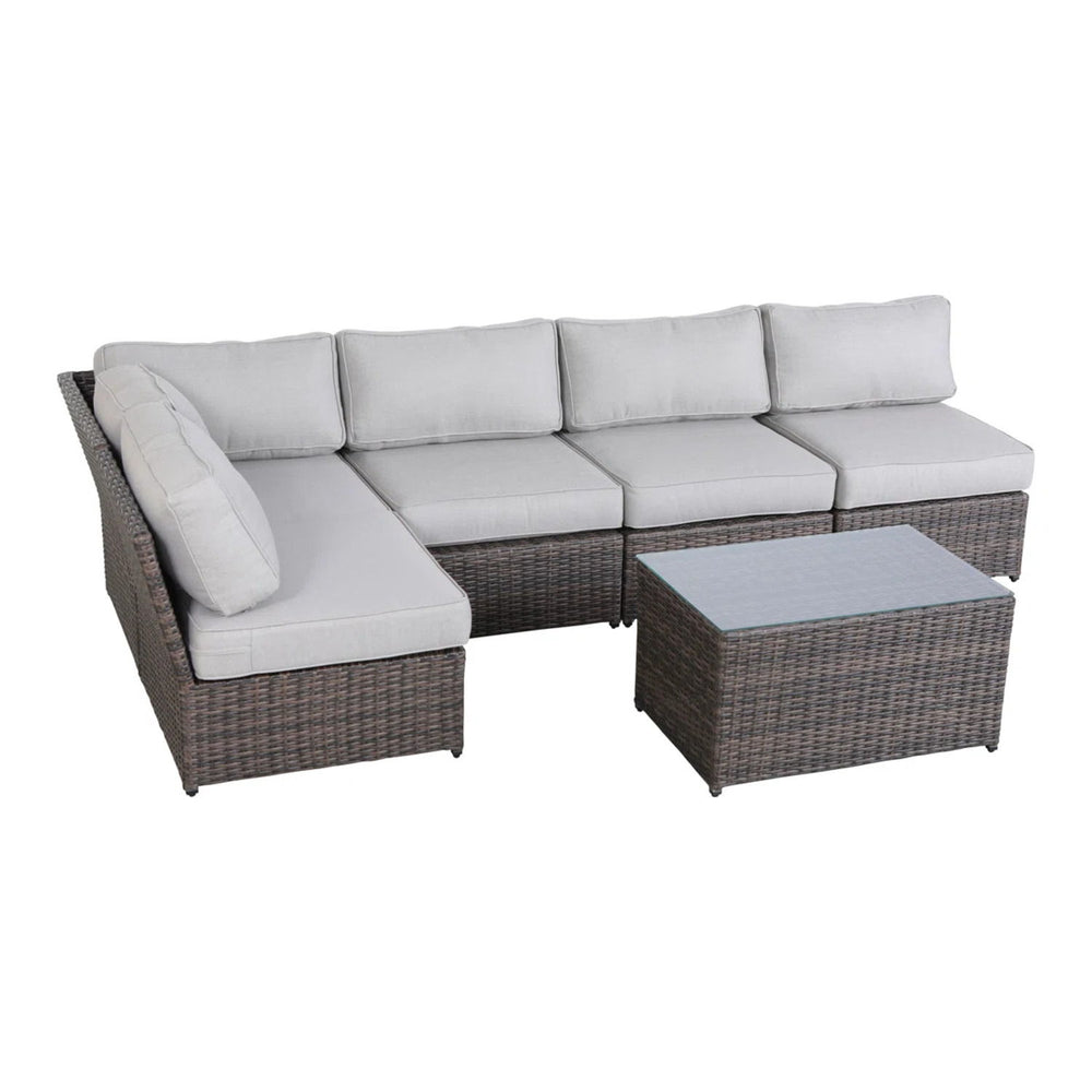 Outdoor Seating Set With Cushions, 4 Person Capacity - Brown