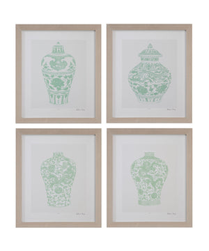 Mint Vases II Framed Print - Green / Beige