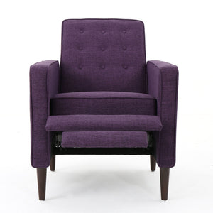Mid-Century Modern Recliner With Button Tufted Waffle Stitch