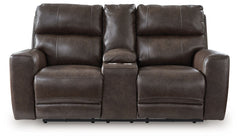 Crossplex - Power Reclining Loveseat / Console / Adjustable Headrest - Smoke