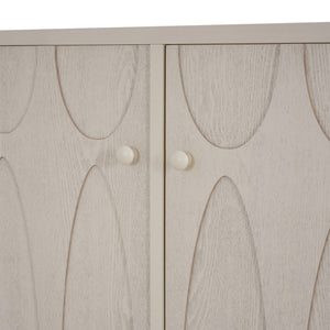 Wood Sideboard With Adjustable Shelves And Storage Cabinet - White Washed