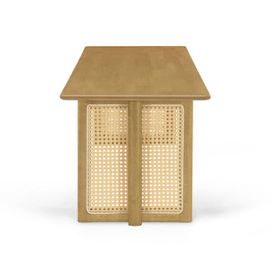 Dining Bench With Rattan Weave
