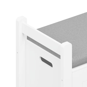 Kids Toy Box Chest Storage Cabinet With Cushion Seat Bench Flip Top Lid Safety Hinge - White