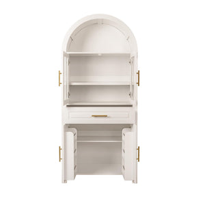 Arched Kitchen Pantry Cabinet With Adjustable Shelves & Barn Door Design