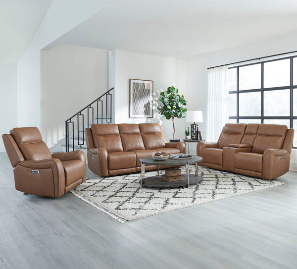 Haywood - Power Reclining Console Loveseat - Butternut