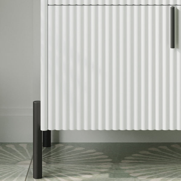 Fluted Bathroom Vanity With Ceramic Sink, Freestanding Design