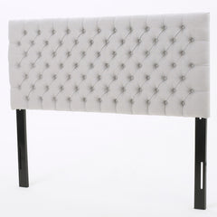 Queen Size Headboard With Button Tufting - Light Gray