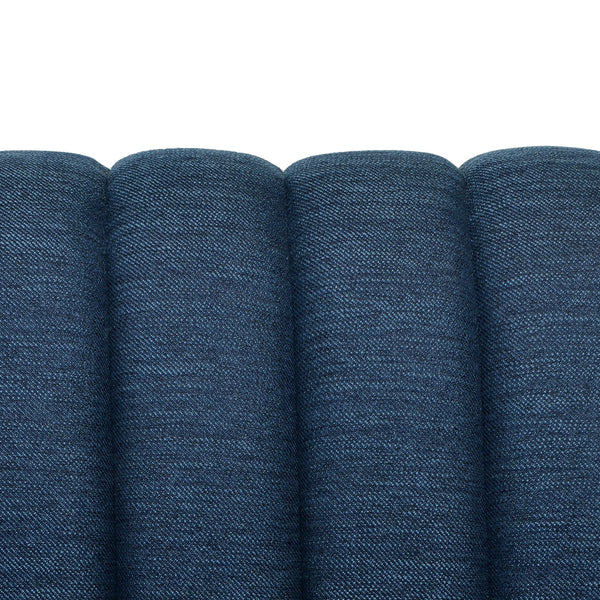 Contemporary 3 Seater Sofa With Button Tufted Design - Navy Blue