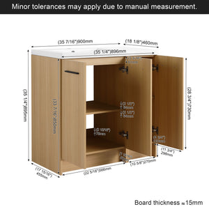 Freestanding Bathroom Vanity Set With Tall Linen Cabinet, 3 Door Storage Cabinet, Single Sink