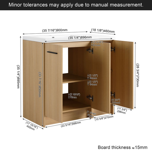 Freestanding Bathroom Vanity Set With Tall Linen Cabinet, 3 Door Storage Cabinet, Single Sink