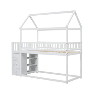 Bunk Bed With Shelves And Drawers, Storage Focused Design