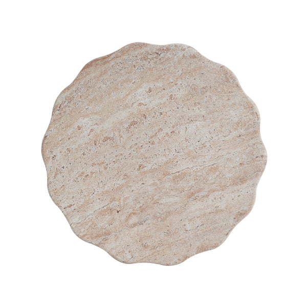 Elegant Indoor / Outdoor Lightweight Concrete Side Table With Travertine - Beige