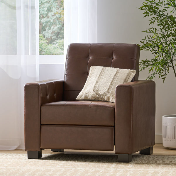 Langseth - Contemporary Tufted Pushback Recliner - Dark Brown