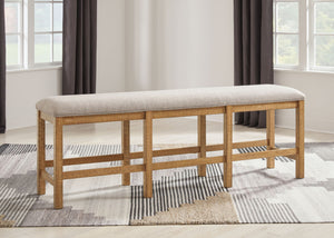 Havonplane - XL Counter Height Upholstered Dining Bench - Brown