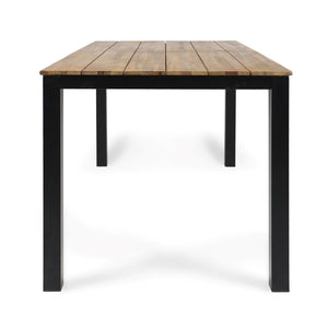 7 Piece Outdoor Dining Set With Table And 6 Chairs - Black / Gray / Teak