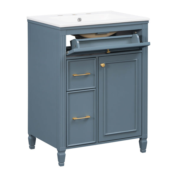 Freestanding Bathroom Vanity With Sink, Soft Close Door, Tip Out Drawer